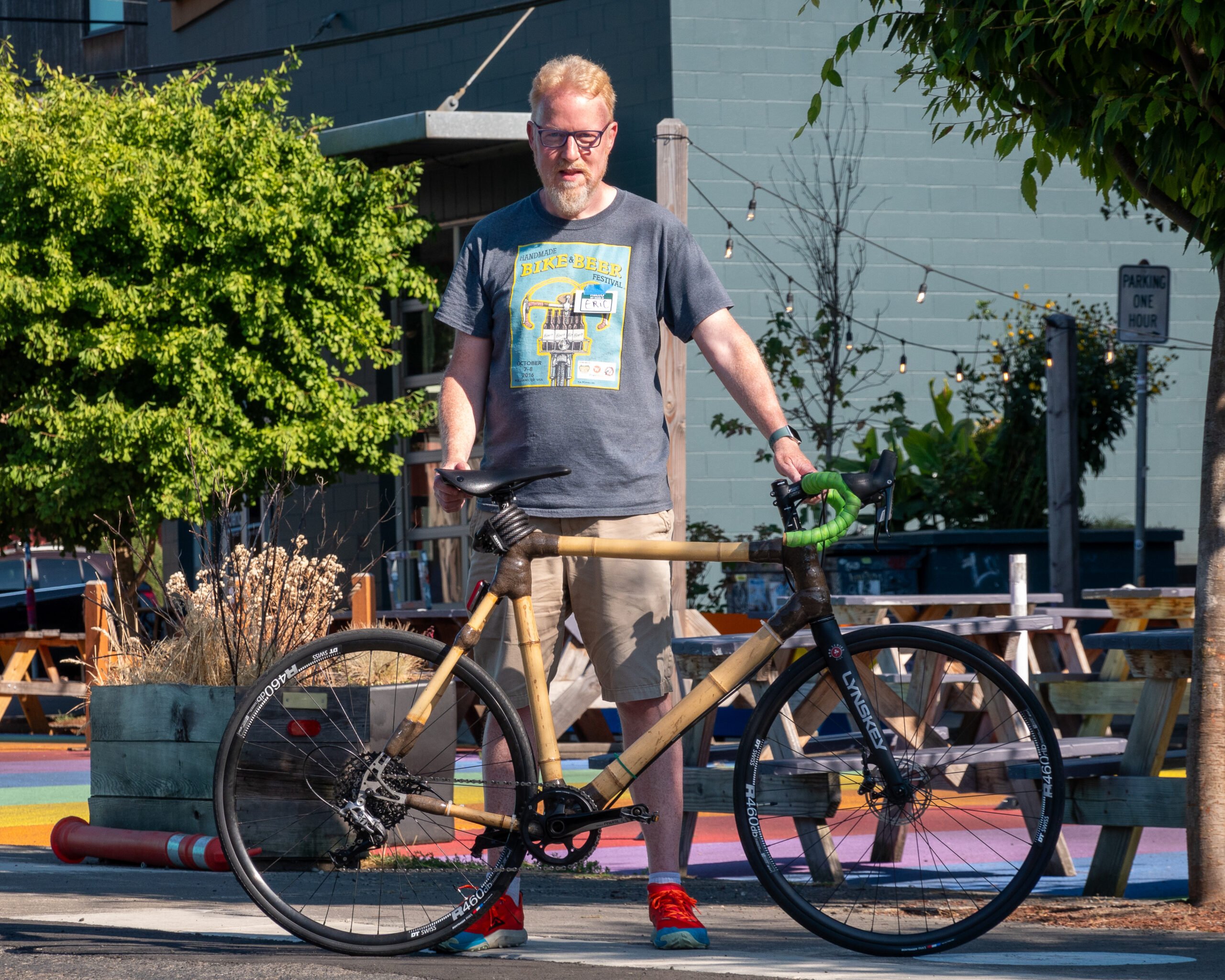 Eric with his bamboo bike